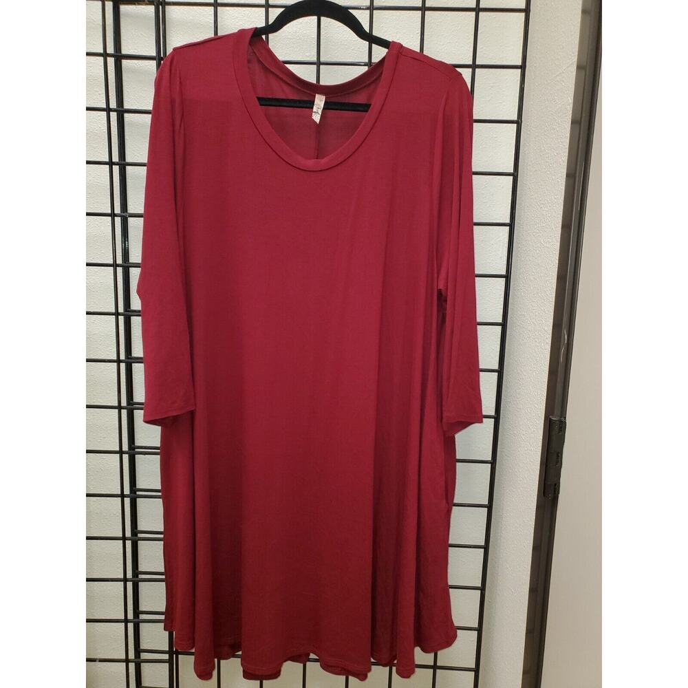 Umgee UJ Brand Womens Long Sleeve Neck Scoop Tunic Dress -- Burgundy NEW